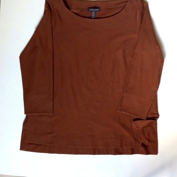 EILEEN FISHER Tunic Top Crepe Knit Cinnamon Rust - Picture 1 of 8